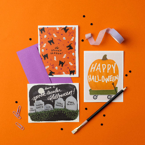 Slightly Stationery Big Pumpkin | Halloween Fall Card