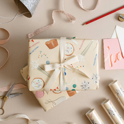 Amy Heitman Roll of 3 Sheets Birthday Trimmings Gift Wrap - Roll