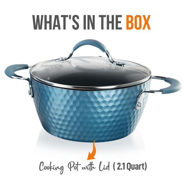 Cooking Pot With Lid - Stylish Kitchen Cookware With Elegant Diamond Pattern, Non-Stick, 2.1 Quart (Works With Model: Nccw11Bd)