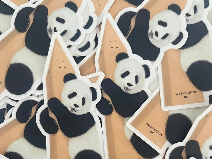 Giant Panda Hugging Monument Vinyl Sticker