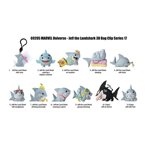 Monogram Marvel Jeff the Land Shark Series 17 3D 1 piece Foam Bag Clip, Blind Bag Figural
