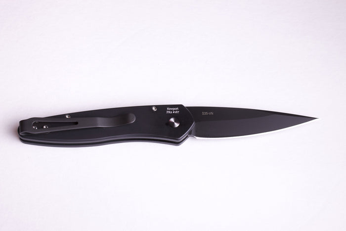 Protech Newport Tactical Automatic Knife (3" Black Plain) 3407 - GearBarrel.com