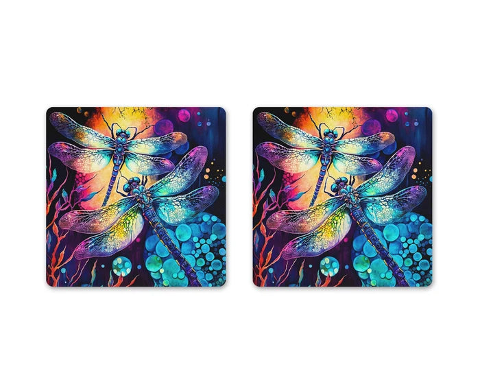 Radiant Dragon Dance | Square Coaster Set