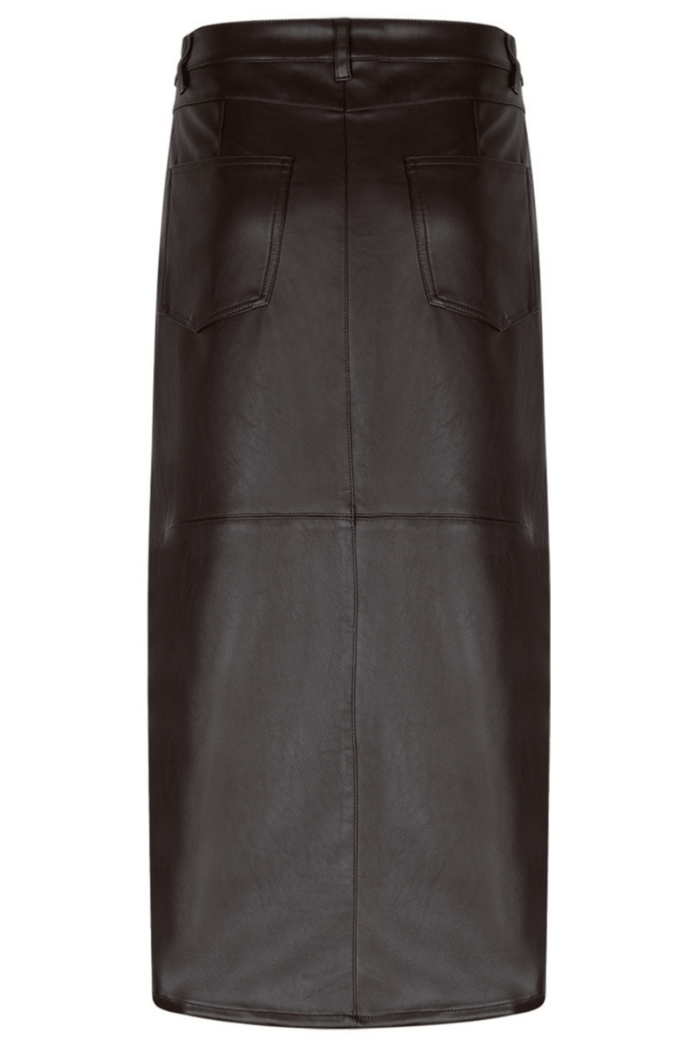 Red Button SRB4629 Aline Faux Leather Skirt Brown - Dotique - Red Button