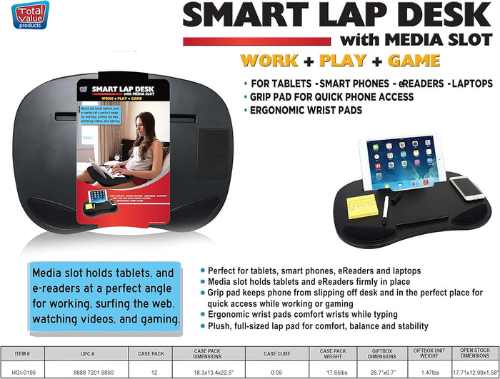 Smart Lap Desk with Media Slot (Black)
