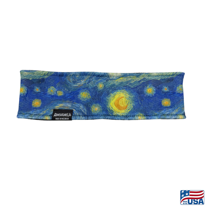 Thermal Fleece Headband made in Washburn Wisconsin by AdventureUs in Starry Night design.
