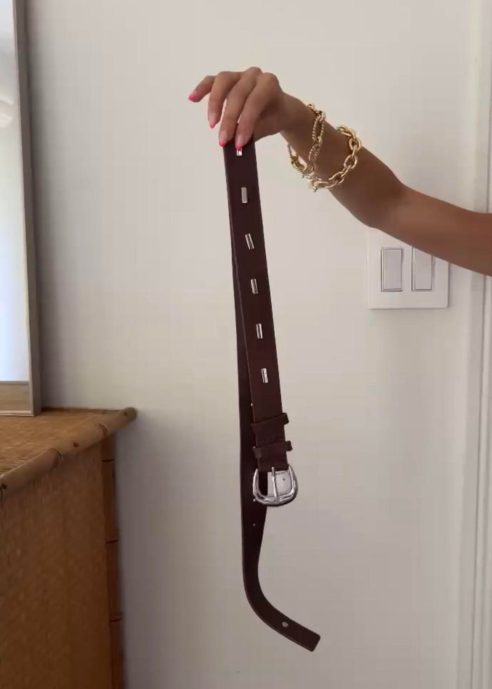 Studded Timeless Buckle Belt (Tobacco w/ Silver)