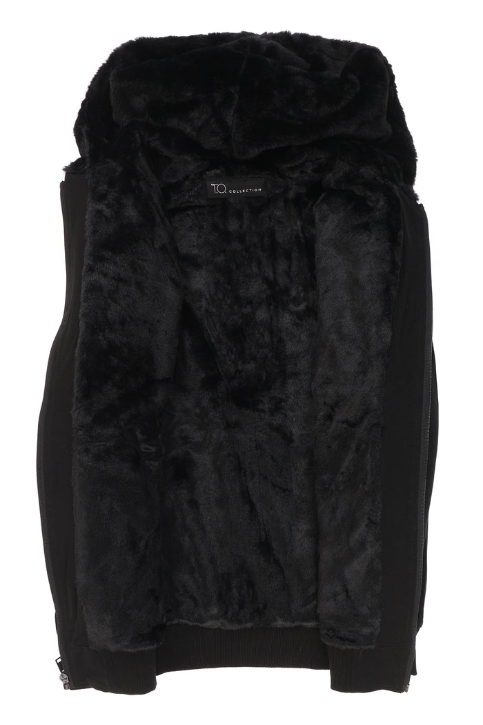 T.O. Collection Dressy Boy's Lightweight Fully Lined Fur Hoodie - Black