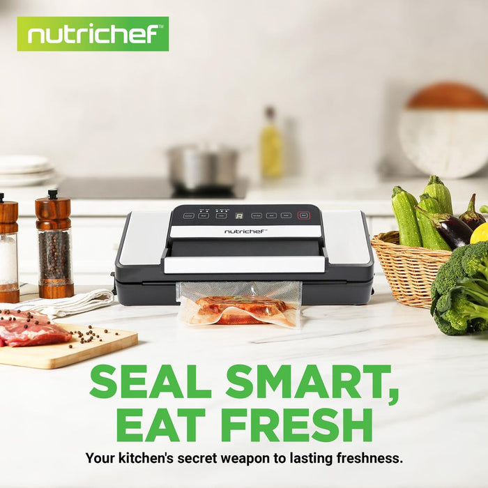 Vacuum Sealer for Food Freshness, Dual Seal, Built-in Cutter, Silver
