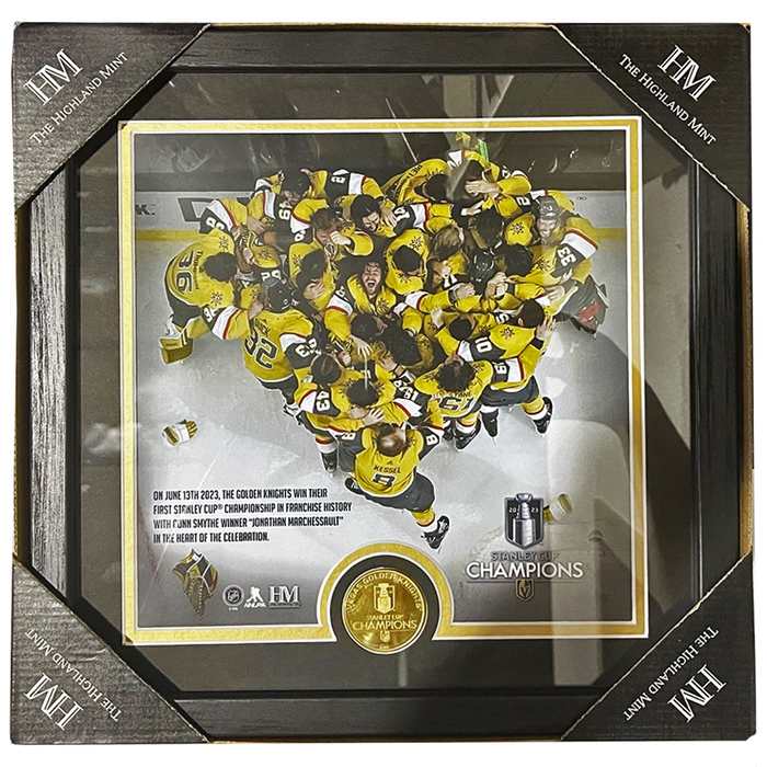 Framed photo of Golden Knights celebrating as Stanley Cup Champions in 2023