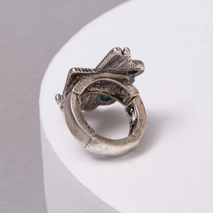 Western Turquoise Checkered Lightning Ring