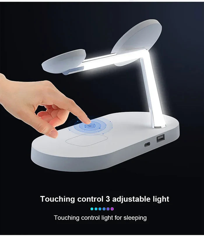 Adjustable LED desk lamp with touch controls.