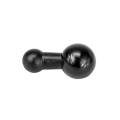 The 20mm Ball to 17mm Ball Adapter is a durable black metal mount shaft with a polished round end and a smaller matte end, perfect as an Arkon mount adapter; shown isolated on a white background.