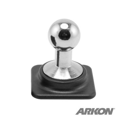 The 20mm Swivel Ball to Dual T-Tab Adapter features a metal 20mm ball mount with a square black base and ARKON branding—ideal as a sturdy, heavy-duty device mounting pedestal.