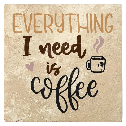 4" Absorbent Stone Coffee Gift Coasters, Everything I Need Is Coffee, 2 Sets of 4, 8 Pieces - Christmas by Krebs Wholesale