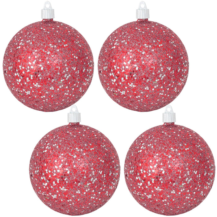[4 Pack] 4 3/4" (120mm) Glitter/Glitz Finish Commercial Grade Shatterproof Ball Ornaments