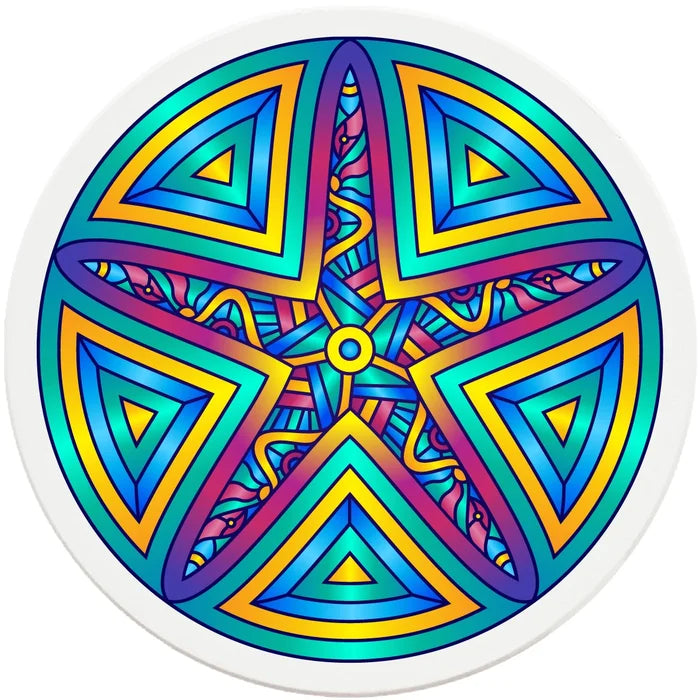 4" Round Ceramic Coasters - Mandala Starfish, 4/Box, 2/Case, 8 Pieces - Christmas by Krebs Wholesale