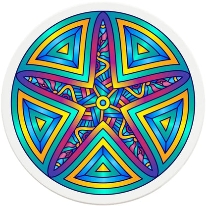 4" Round Ceramic Coasters - Mandala Starfish, 4/Box, 2/Case, 8 Pieces - Christmas by Krebs Wholesale