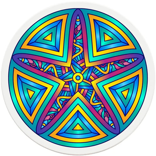 4" Round Ceramic Coasters - Mandala Starfish, 4/Box, 2/Case, 8 Pieces - Christmas by Krebs Wholesale