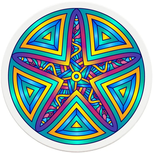 4" Round Ceramic Coasters - Mandala Starfish, 4/Box, 2/Case, 8 Pieces - Christmas by Krebs Wholesale
