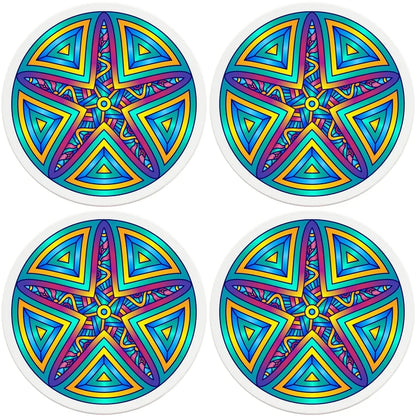 4" Round Ceramic Coasters - Mandala Starfish, 4/Box, 2/Case, 8 Pieces - Christmas by Krebs Wholesale