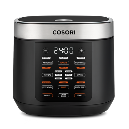 Cosori 5.0-Quart Rice Cooker with 18 cooking functions and LED digital touch display in black