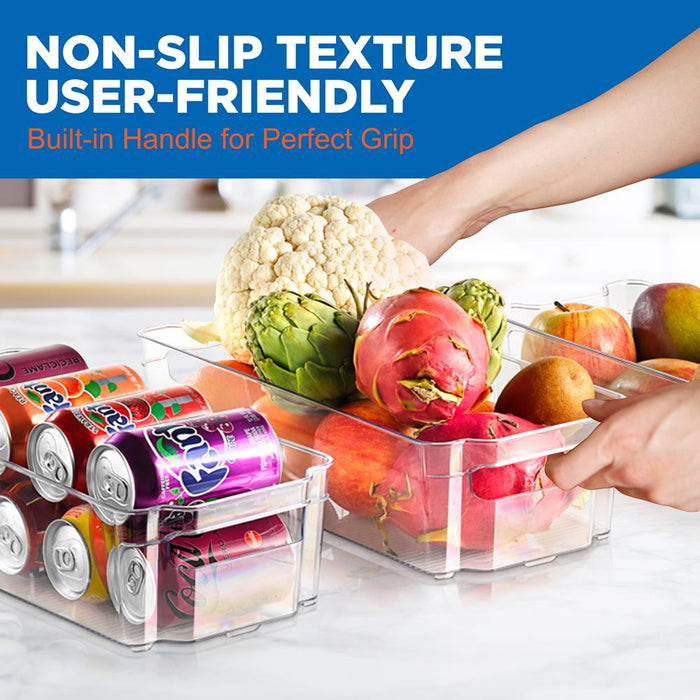 6-Piece Clear Fridge Organizer Set, BPA-Free, Shatter-Resistant Plastic