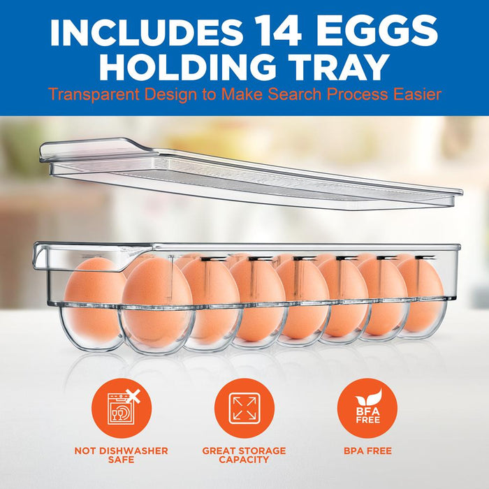 6-Piece Clear Fridge Organizer Set, BPA-Free, Shatter-Resistant Plastic