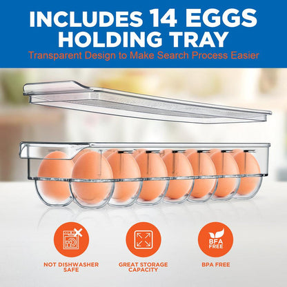 6-Piece Clear Fridge Organizer Set, BPA-Free, Shatter-Resistant Plastic