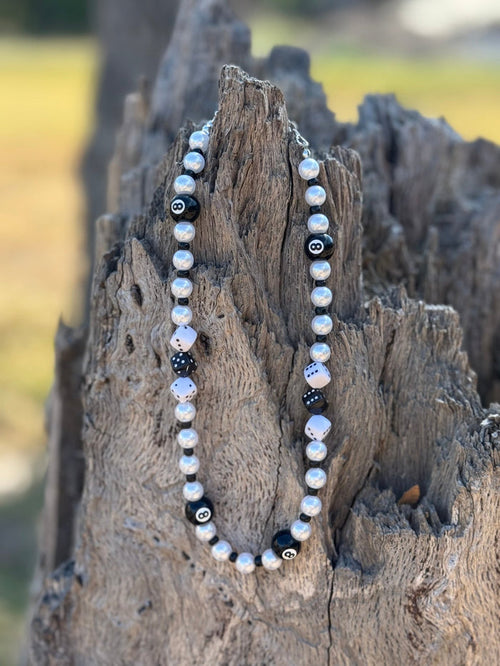 8 - Ball and Dice Beaded Charm Necklace