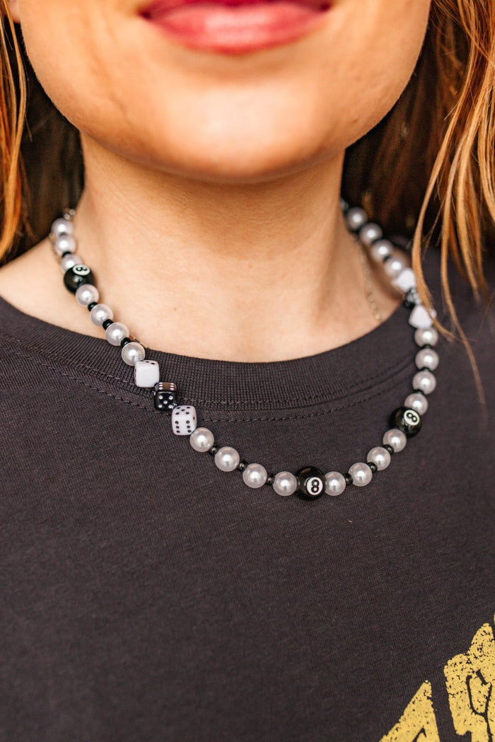 8 - Ball and Dice Beaded Charm Necklace