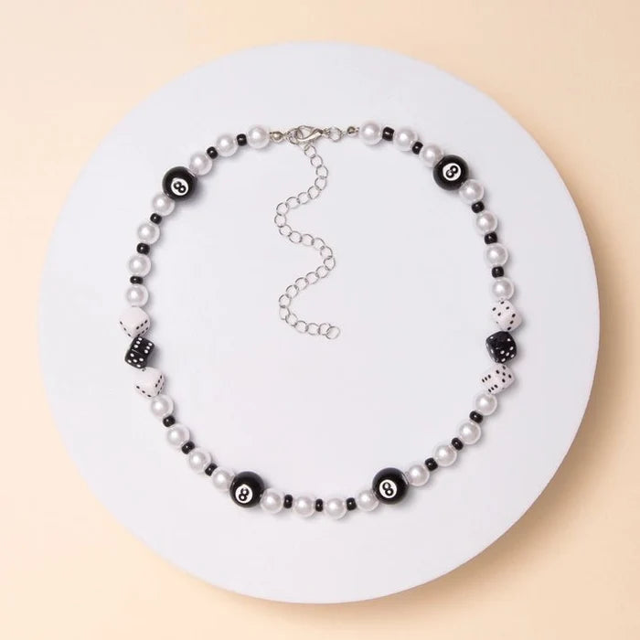 8 - Ball and Dice Beaded Charm Necklace