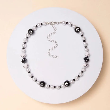 8 - Ball and Dice Beaded Charm Necklace
