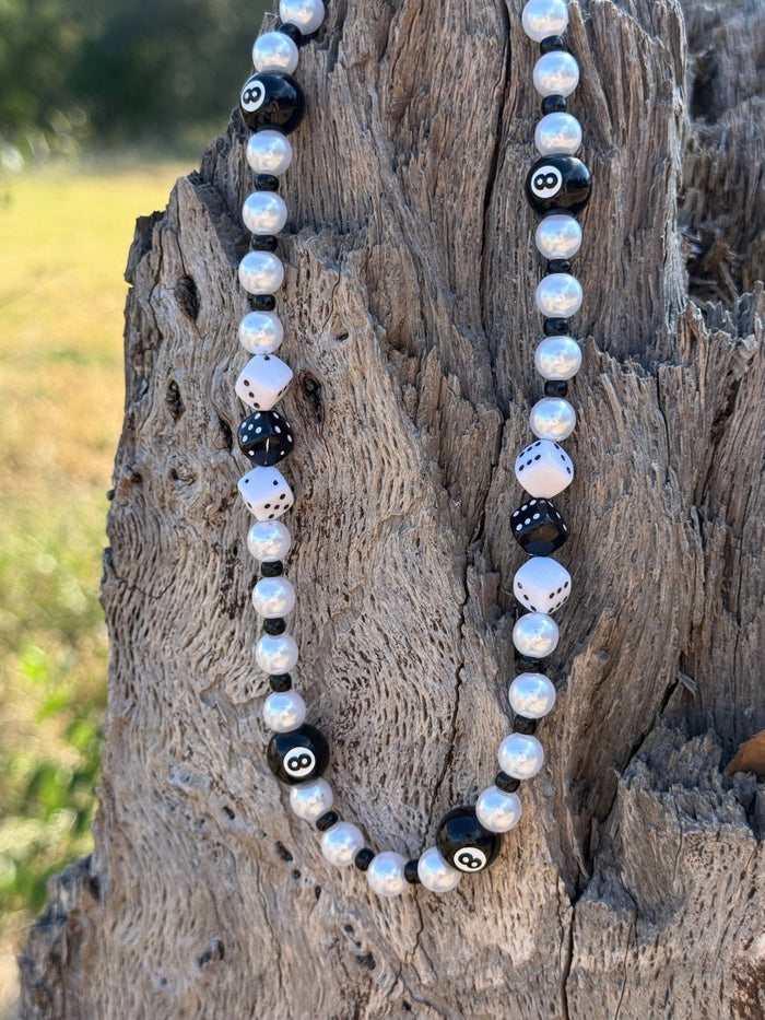 8 - Ball and Dice Beaded Charm Necklace