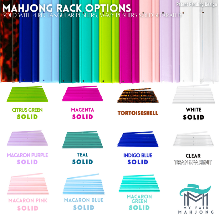My Fair Mahjong MAHJONG RACKS | Premium Acrylic | 4 Racks + 4 Pushers