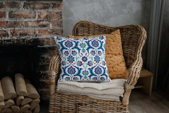 Adana Ottoman Outdoor Pillows Blue, Red & White