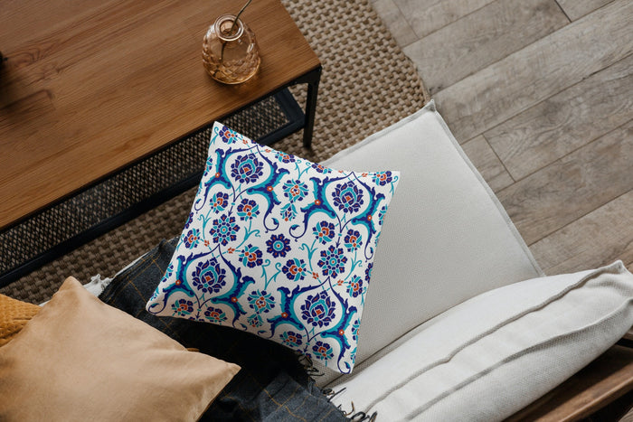 Adana Ottoman Outdoor Pillows Blue, Red & White