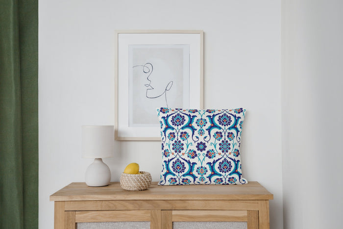 Adana Ottoman Outdoor Pillows Blue, Red & White