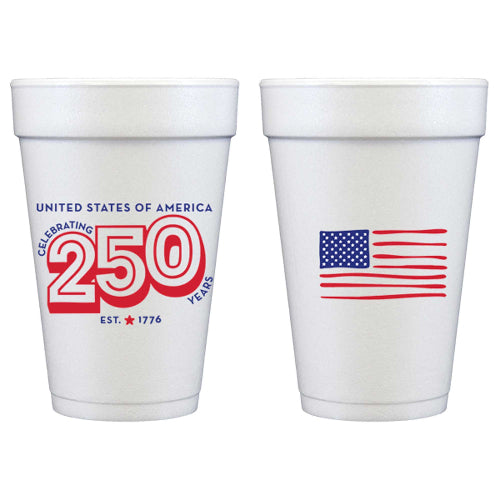 Two Funny Girls July 4th/Patriotic-America USA 250th Foam Cup 10 Pack