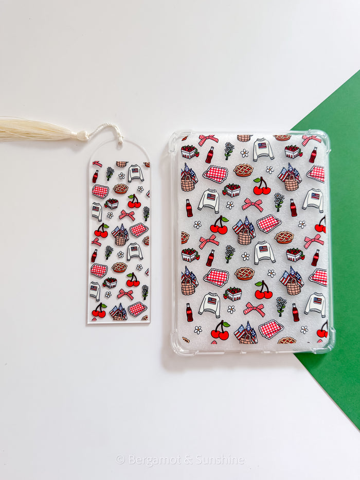 Americana Picnic E Reader Case and/or Bookmark [Combined Listing]