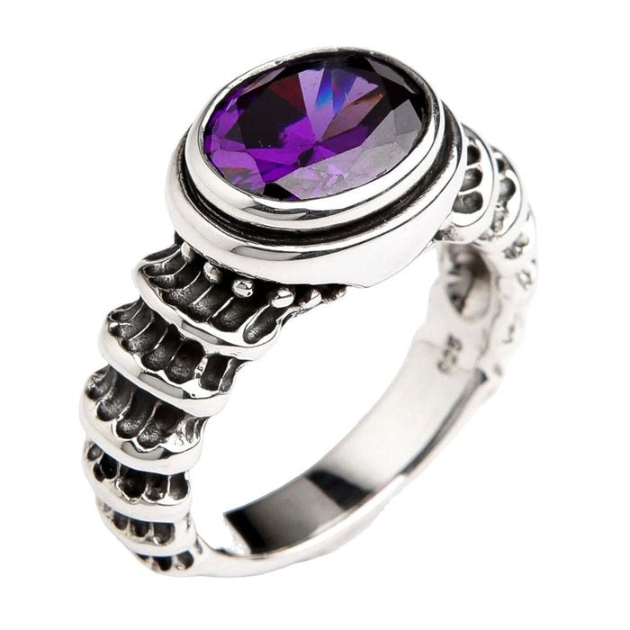 Amethyst Sterling Silver Men's Ring Angle View