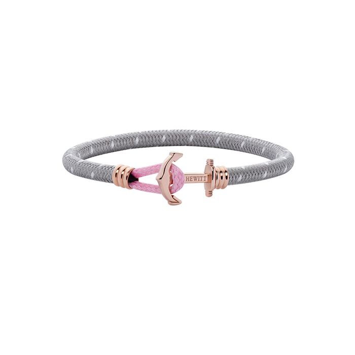 Ankerarmband Phrep Lite Roségold Nylon Grau Weiß Rosa