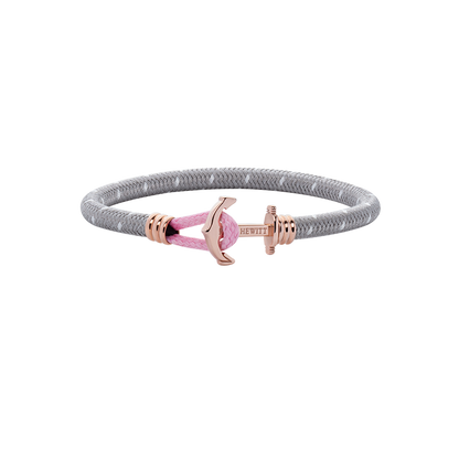 Ankerarmband Phrep Lite Roségold Nylon Grau Weiß Rosa