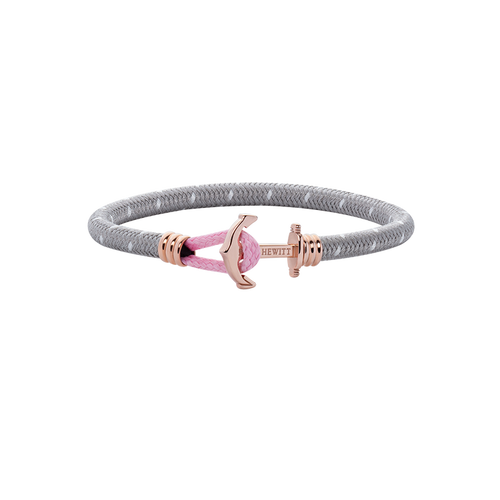 Ankerarmband Phrep Lite Roségold Nylon Grau Weiß Rosa