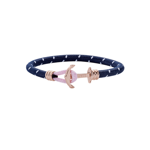 Ankerarmband Phrep Lite Roségold Nylon Marineblau Weiß Rosa