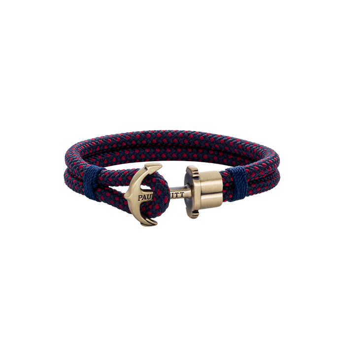 Ankerarmband Phrep Messing Nylon Marineblau Rot