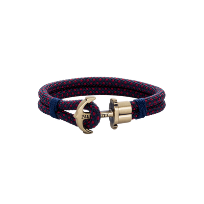 Ankerarmband Phrep Messing Nylon Marineblau Rot