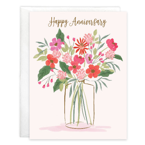 GINA B DESIGNS Anniversary Greeting Card - Charming Flower Vase