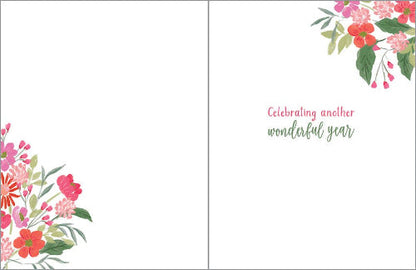 GINA B DESIGNS Anniversary Greeting Card - Charming Flower Vase