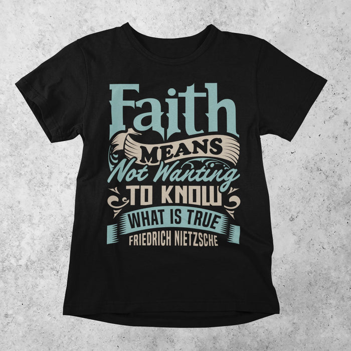 Anti-Faith Nietzsche Meme | Reason, Science Based | Godless, Heathen Socialist Atheist Graphic Art T-Shirt